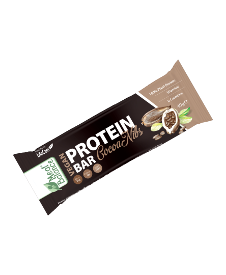 Baton VeganProteic, cu boabe de cacao, Life Care®
