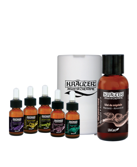 KIT AromaTherapie, cu diffuser alb, Life Care®