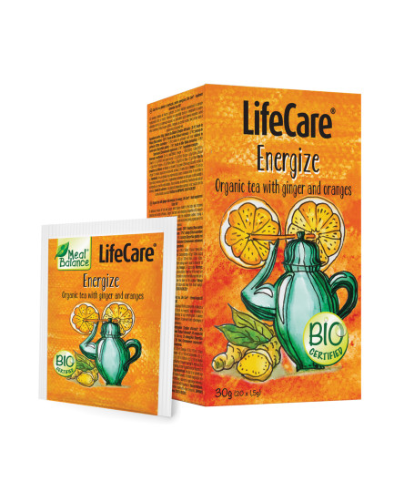 Ceai Eco cu ghimbir si portocale, pentru energizare, Life Care®