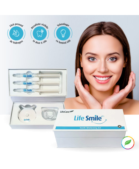 Kit pentru albirea dintilor, Life Smile, cu lumina LED, Life Care®