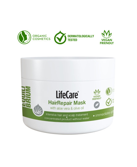 Masca reparatoare pentru par si scalp, cu aloe vera si ulei de masline BIO, EQUILIBRIUM, Life Care®