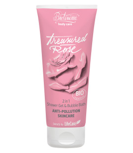 Gel de dus si spumant de baie 2 in 1, Treasured Rose, cu apa de trandafiri BIO, Life Care®