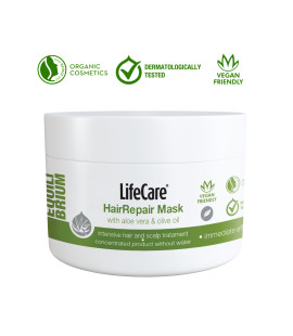 Masca reparatoare pentru par si scalp, cu aloe vera si ulei de masline BIO, EQUILIBRIUM, Life Care®